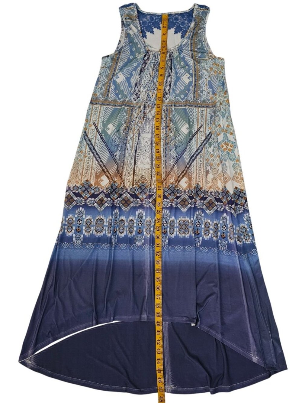 World Unity Blue/Multi Boho Wild Spirit Purity High Low Dress Women's Size Small - Picture 10 of 11